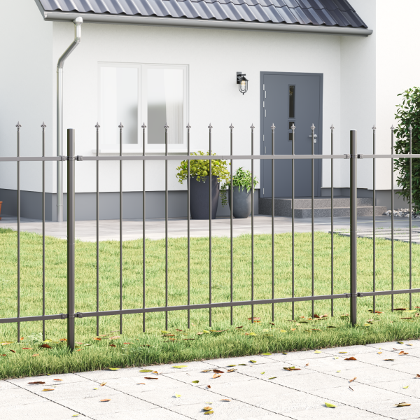 Gartenzaun mit Speartop in Grau 6,8x1 m aus Stahl