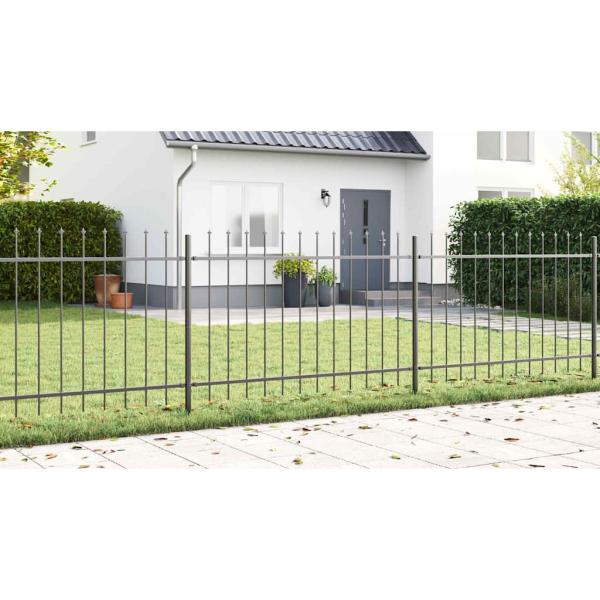 Gartenzaun mit Speartop in Grau 6,8x1 m aus Stahl