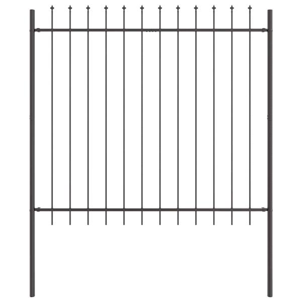 Gartenzaun mit Spitzdach grau 6,8 x 1,5 m aus Stahl