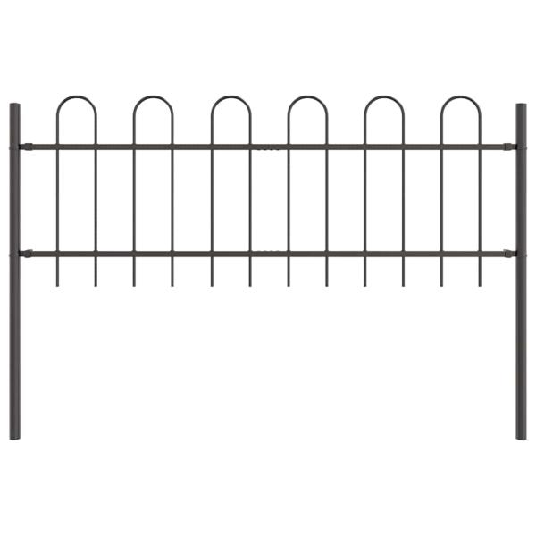 Gartenzaun mit Bogenoberteil Grau 6,8x0,6 m aus Stahl