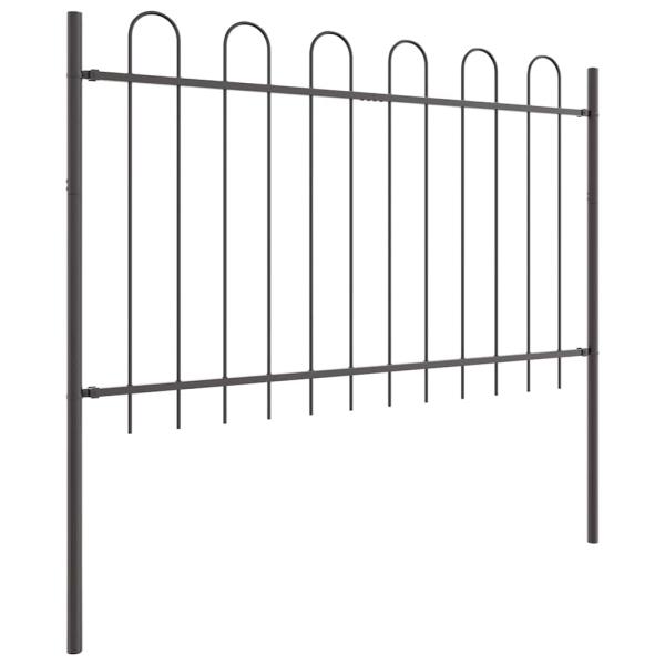 Gartenzaun mit Bogenoberteil Grau 6,8x0,8 m aus Stahl