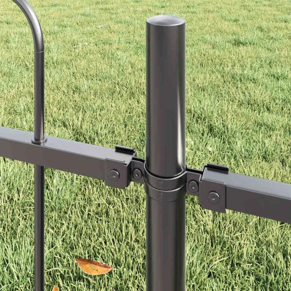 Gartenzaun mit Bogenoberteil Grau 6,8x1 m Stahl