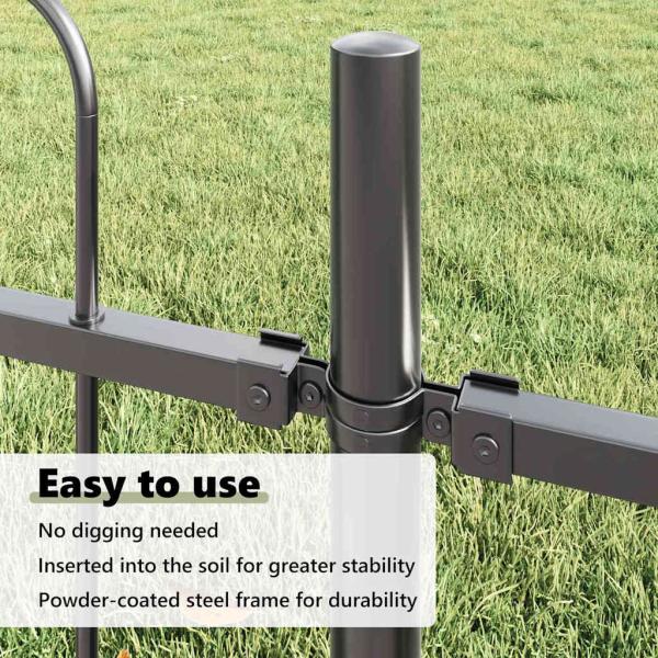 Gartenzaun mit Bogenoberteil Grau 6,8 x 1,2 m aus Stahl