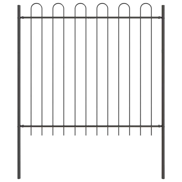 Gartenzaun mit Bogenoberteil Grau 6,8 x 1,5 m aus Stahl