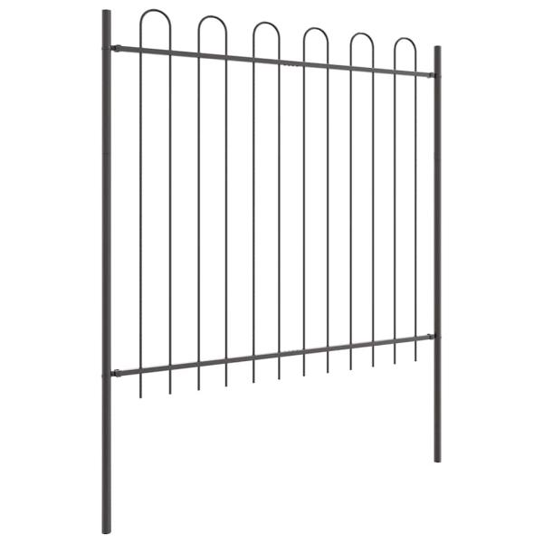 Gartenzaun mit Bogenoberteil Grau 6,8 x 1,5 m aus Stahl