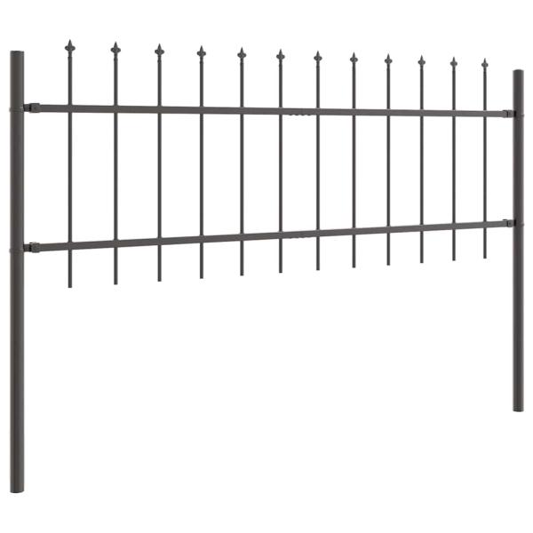 Gartenzaun mit Speartop Grau 8,5x0,6 m Stahl