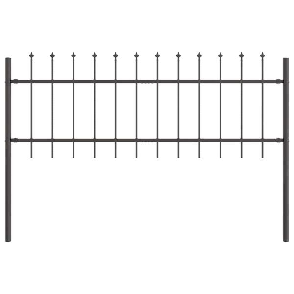 Gartenzaun mit Speartop Grau 8,5x0,6 m Stahl
