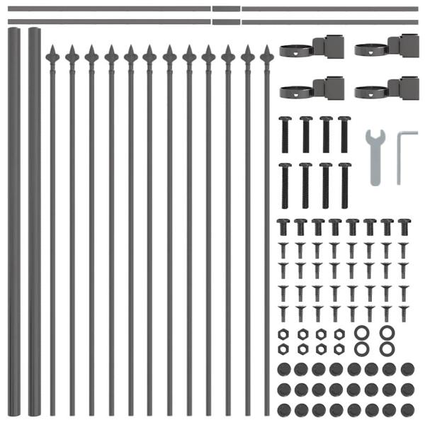 Gartenzaun mit Speartop Grau 8,5x0,6 m Stahl