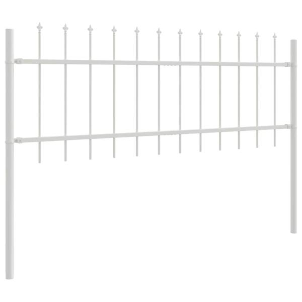 Gartenzaun mit Speartop in Weiß, 8,5 x 0,6 m aus Stahl