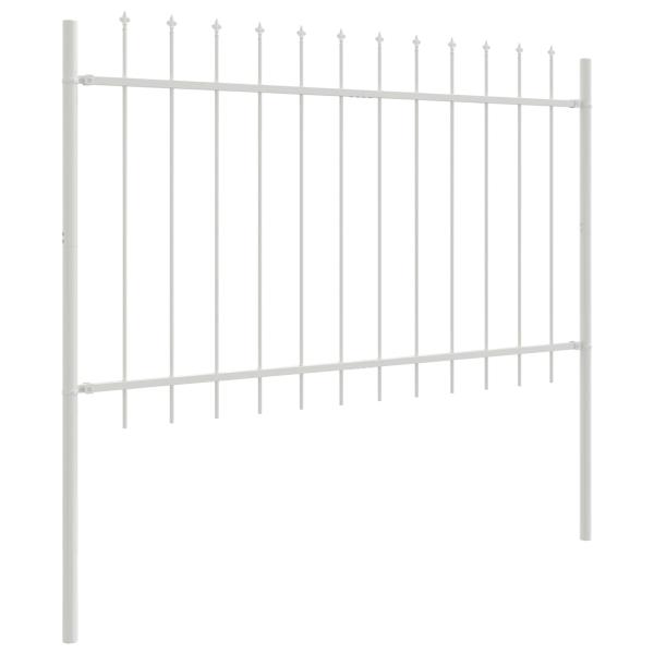 Gartenzaun mit Speeroberkante weiß 8,5x0,8 m aus Stahl
