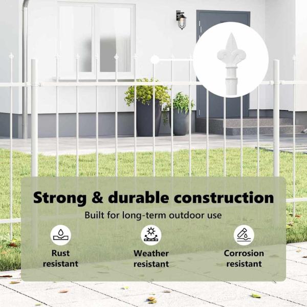 Gartenzaun mit Speer-Top Weiß 8,5x1,2 m Stahl