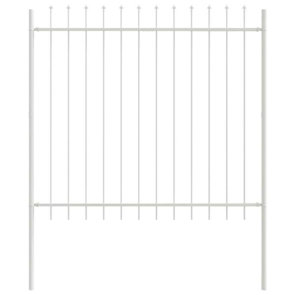 Gartenzaun mit Spitzdach Weiß 8,5x1,5 m aus Stahl