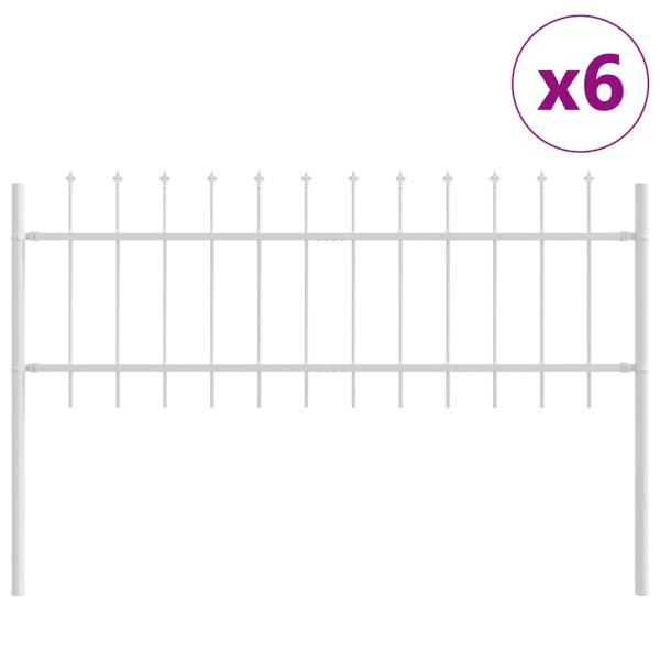 Gartenzaun mit spitzen Oberseite in Weiß, 10,2 x 0,6 m aus Stahl