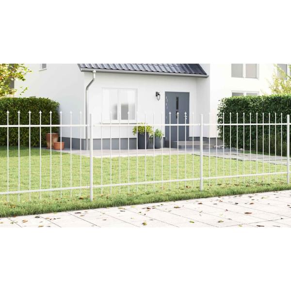 Gartenzaun mit Spear-Top Weiß 10,2x0,8 m aus Stahl