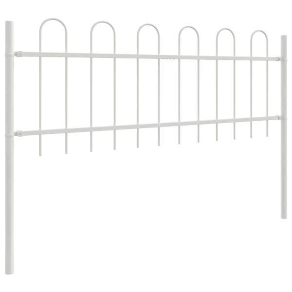 Gartenzaun mit Bogenoberteil Weiß 10,2x0,6 m Stahl