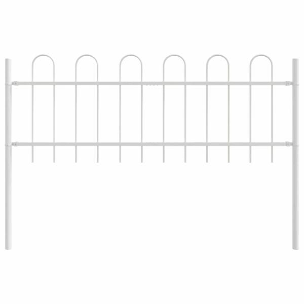 Gartenzaun mit Bogenoberteil Weiß 10,2x0,6 m Stahl