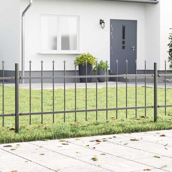 ARDEBO.de - Gartenzaun mit Spitze Grau 11,9x0,6 m Stahl