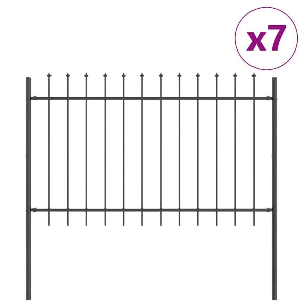 Gartenzaun mit Spitze Grau 11,9x1 m aus Stahl