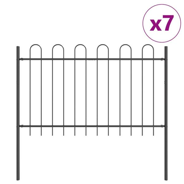 Gartenzaun mit Bogenoberteil Grau 11,9x1,2 m Stahl