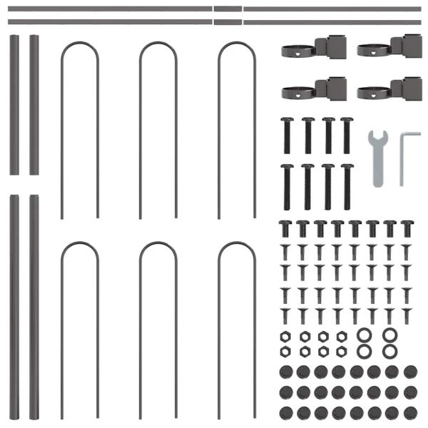 Gartenzaun mit Bogenoberteil Grau 11,9x1,2 m Stahl