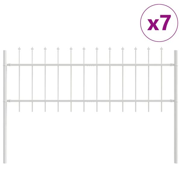 Gartenzaun mit Spitzdach in Weiß, 11,9 x 0,6 m, aus Stahl