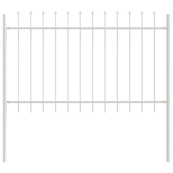 Gartenzaun mit Speer-Spitze Weiß 11,9x0,8 m Stahl