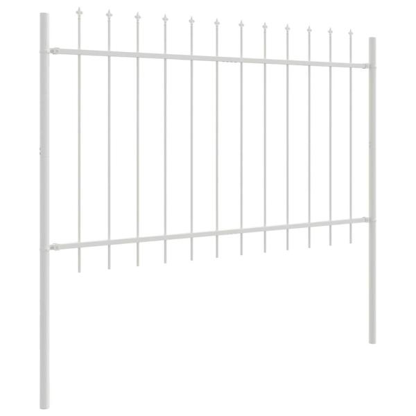 Gartenzaun mit Speer-Spitze Weiß 11,9x0,8 m Stahl