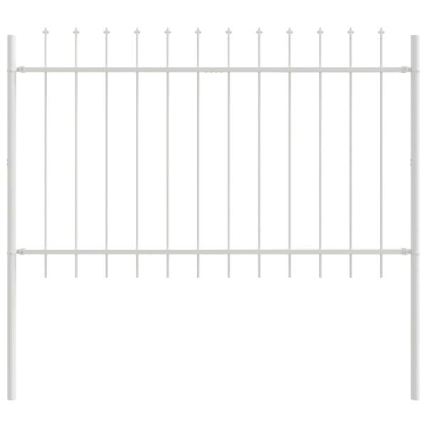 Gartenzaun mit Spear Top Weiß 11,9x1,2 m aus Stahl