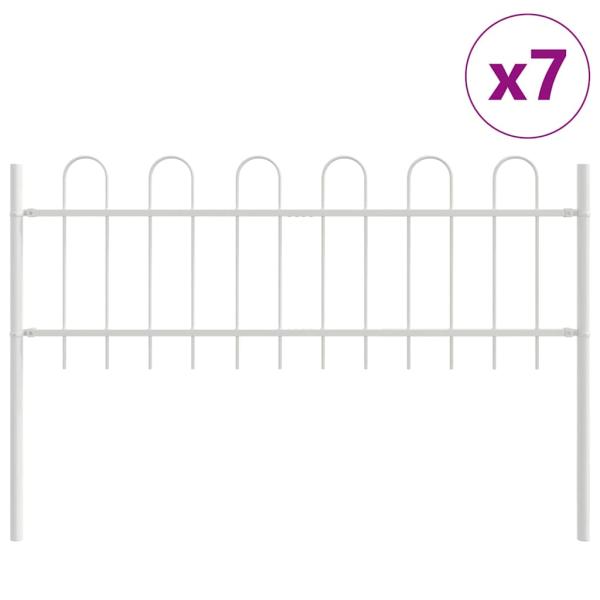 Gartenzaun mit Bogen-Top Weiß 11,9x0,6 m Stahl