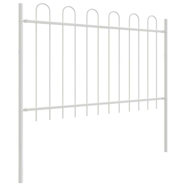 Gartenzaun mit Bogenoberteil Weiß 11,9x0,8 m aus Stahl