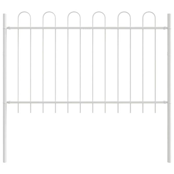 Gartenzaun mit Bogenoberteil Weiß 11,9x0,8 m aus Stahl