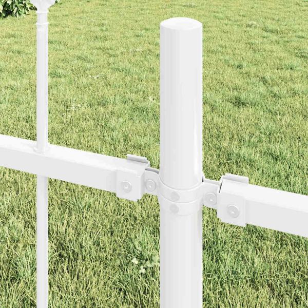 Gartenzaun mit Spear-Spitze Weiß 13,6 x 1,2 m aus Stahl