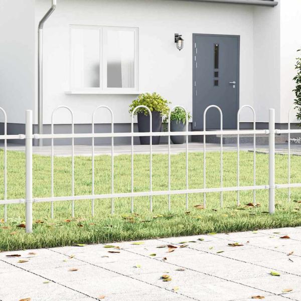ARDEBO.de - Gartenzaun mit Wellenoberkante Weiß 13,6x0,6 m aus Stahl