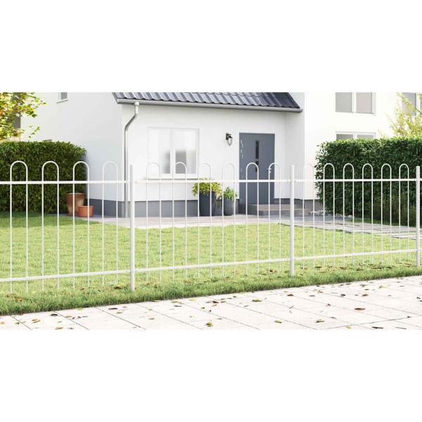 Gartenzaun mit Bogenoberteil Weiß 13,6x1 m aus Stahl