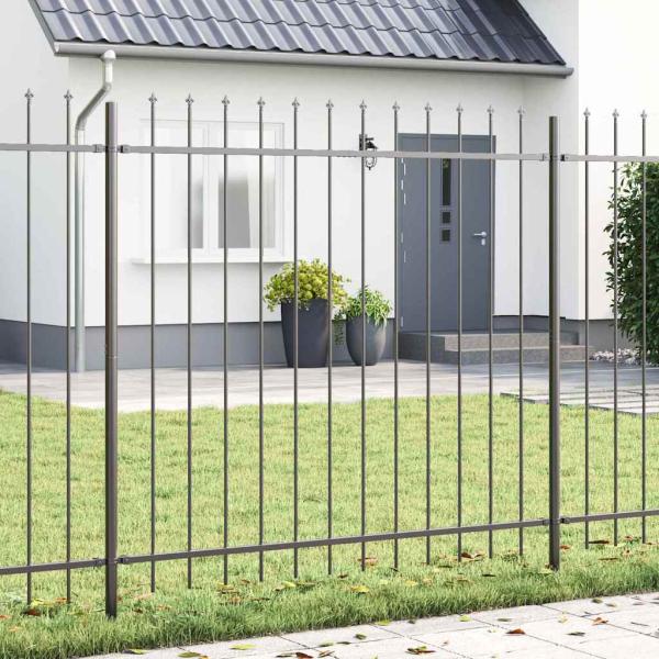 ARDEBO.de - Gartenzaun mit Spitzen Grau 15,3x1,5 m aus Stahl