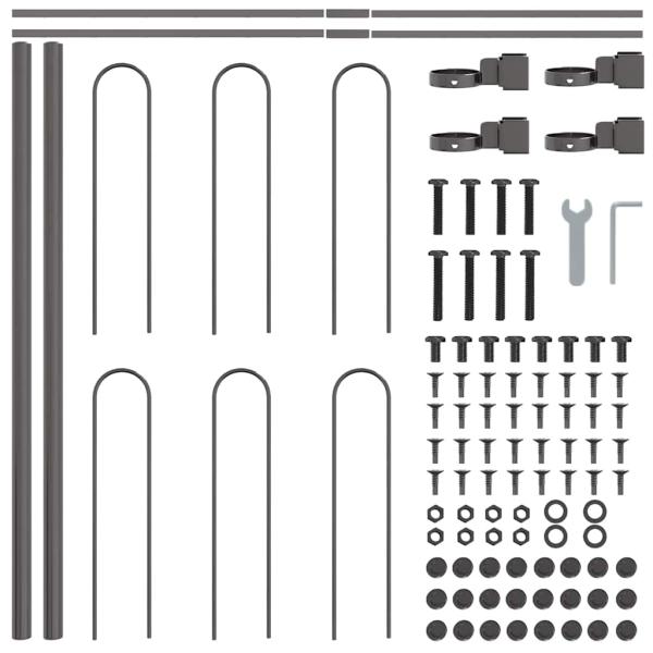Gartenzaun mit Bogenoberteil Grau 15,3x0,6 m Stahl