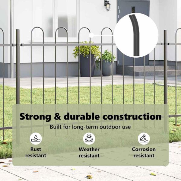 Gartenzaun mit Bogenoberteil, Grau, 15,3x0,8 m, Stahl