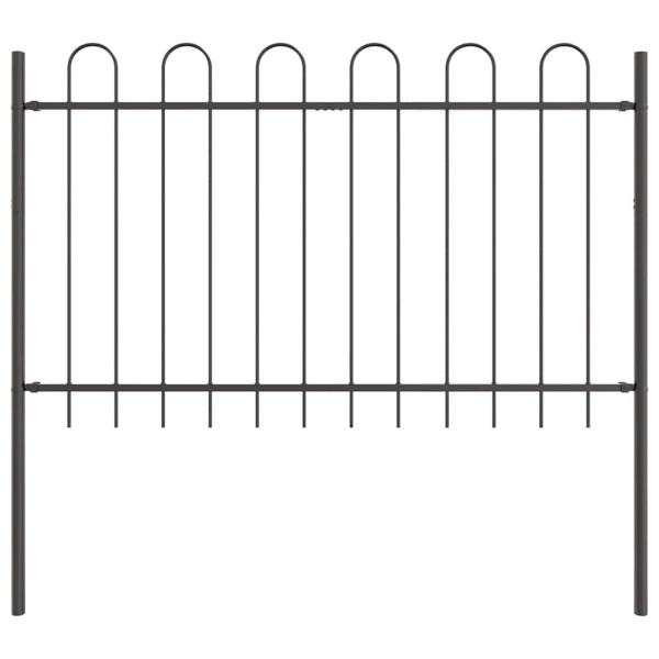 Gartenzaun mit Bogenoberteil Grau 15,3x1,2 m Stahl