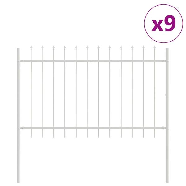 Gartenzaun mit Spitze Weiß 15,3x1,2 m aus Stahl
