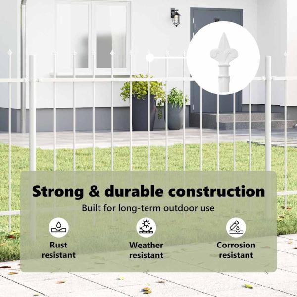 Gartenzaun mit Spitze Weiß 15,3x1,2 m aus Stahl