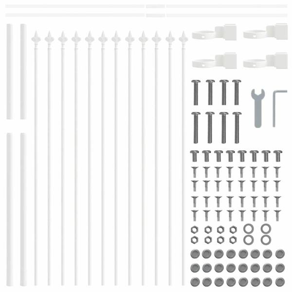 Gartenzaun mit Spitze Weiß 15,3x1,2 m aus Stahl