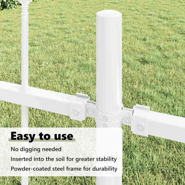 Gartenzaun mit Spitze Weiß 15,3x1,2 m aus Stahl