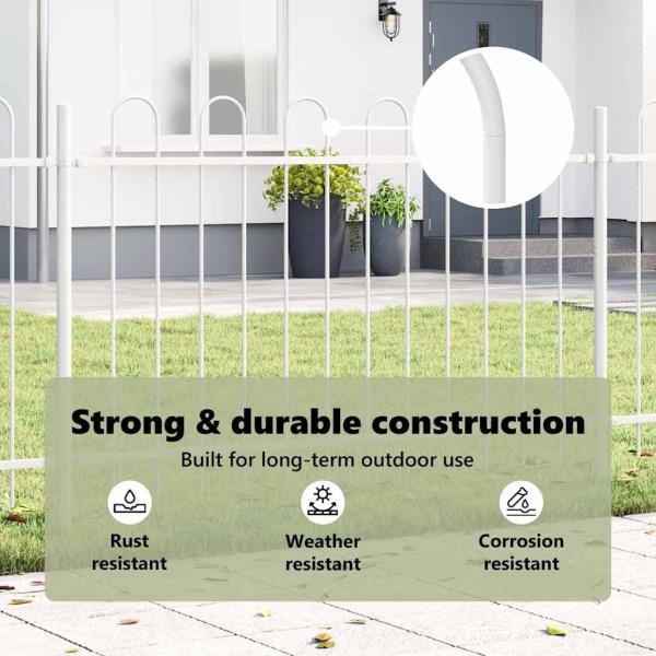 Gartenzaun mit Bogenoberteil Weiß 15,3x1 m Stahl