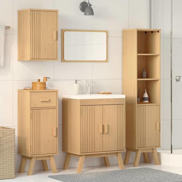 4-teiliges Badezimmermöbel-Set aus massivem Kiefernholz
