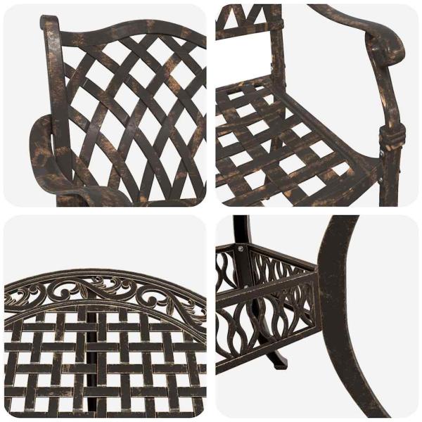 5-teiliges Gartentischset aus Bronze-Gussaluminium