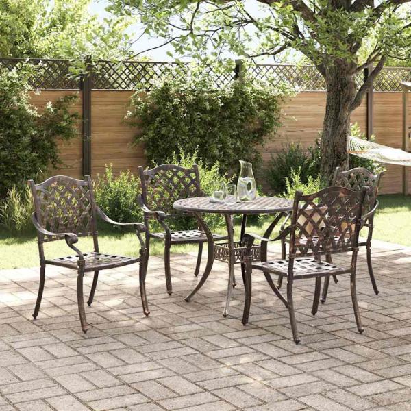 5-teiliges Gartentischset aus Bronze-Gussaluminium