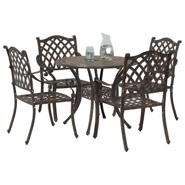 5-teiliges Gartentischset aus Bronze-Gussaluminium