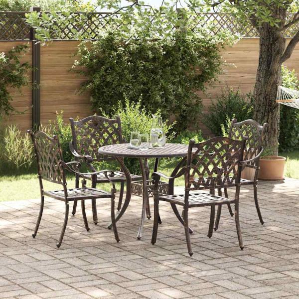5-teiliges Gartentischset aus Bronze-Gussaluminium