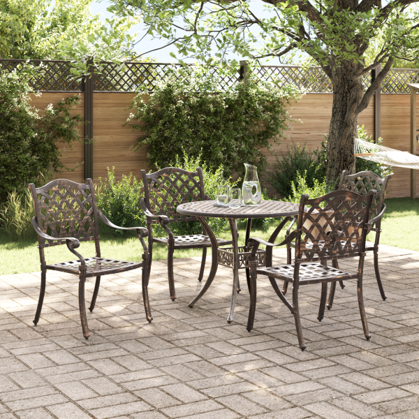 5-teiliges Gartentischset aus Bronze-Gussaluminium
