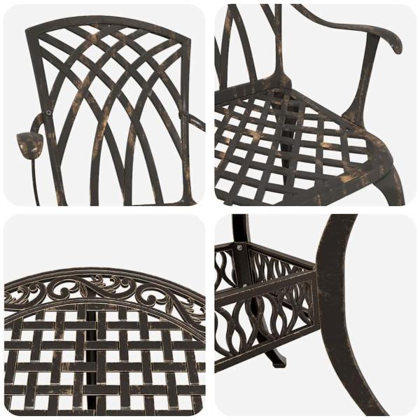 7-teiliges Garten-Esszimmer-Set aus Bronze-Guss-Aluminium